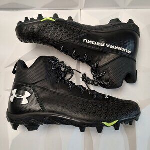 Under Armour Mens Football Cleat 16 Black White Shoe Lacrosse Spine Hammer